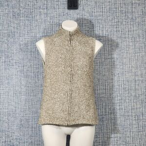 Beige Fuzzy Zip-Up Vest